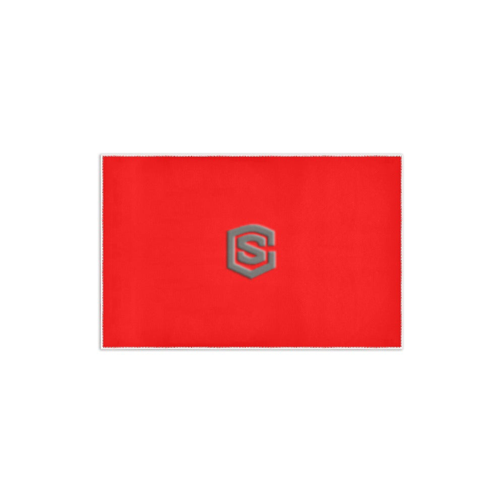 RED SMALL AREA RUG WITH GRAY LOGO Area Rug 2.6' x 1.7'