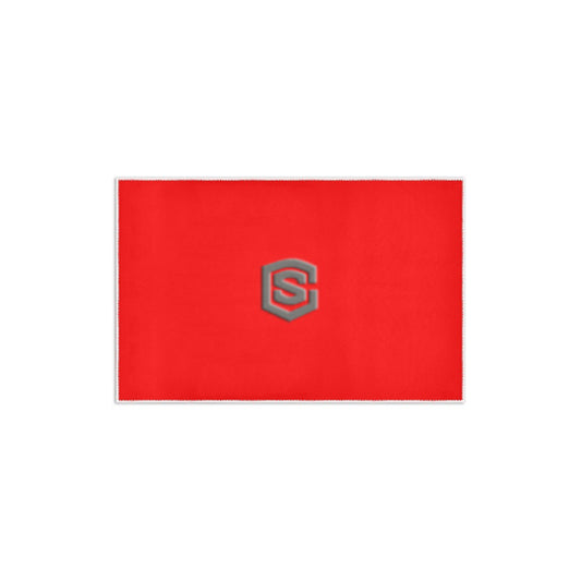 RED SMALL AREA RUG WITH GRAY LOGO Area Rug 2.6' x 1.7'