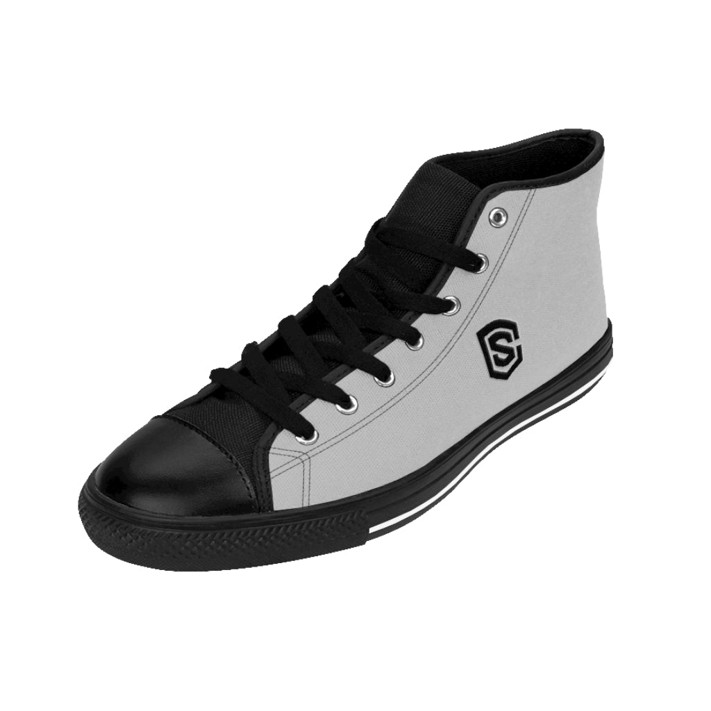 grey Men's High-top Sneakers - black logo