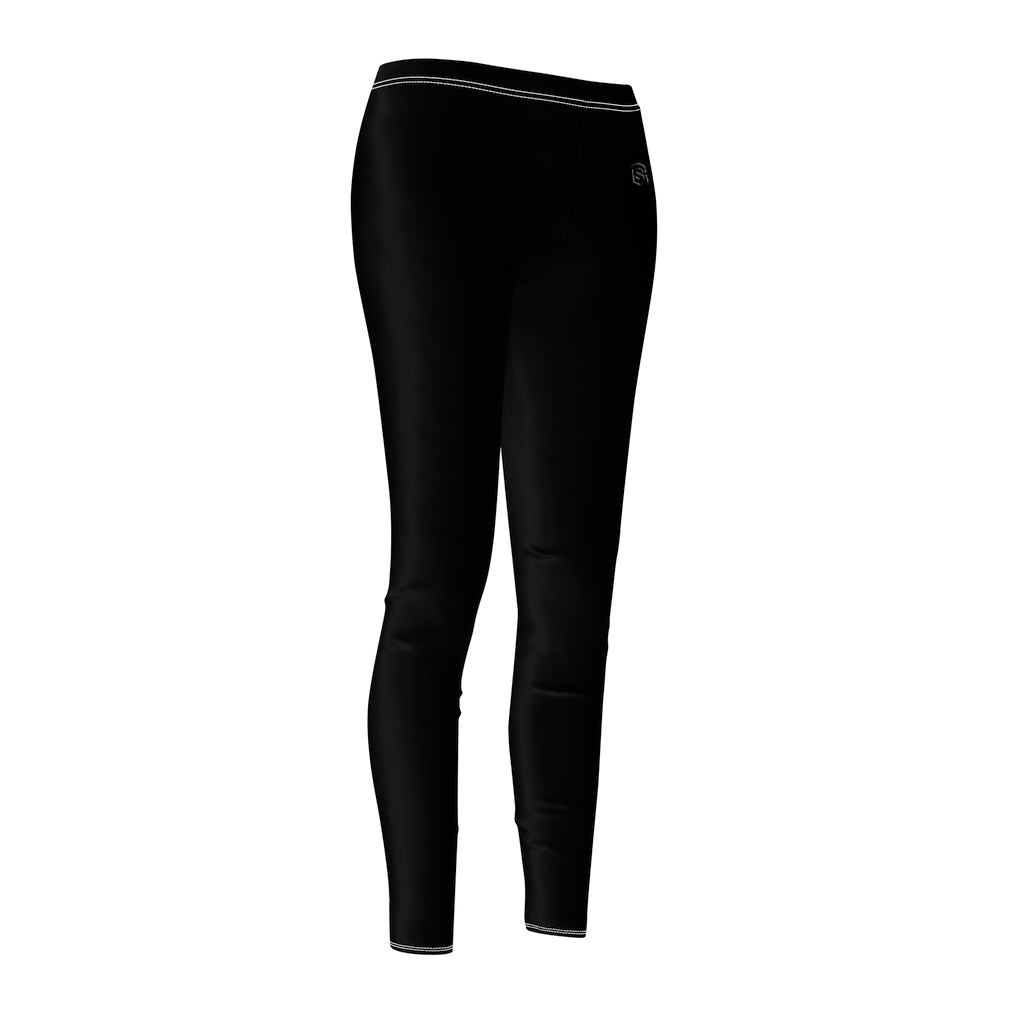 Black Women's Cut & Sew Casual Leggings Black logo