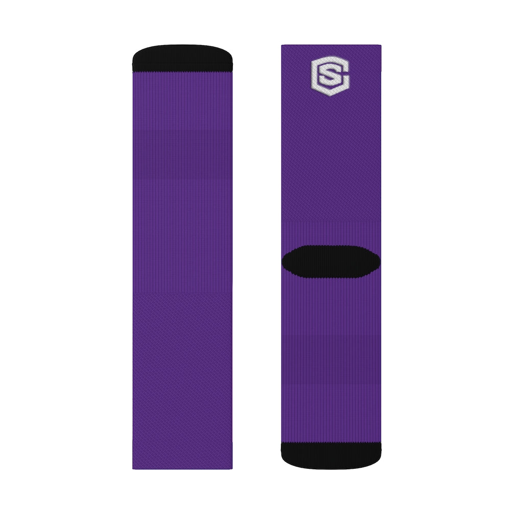 Purple Sublimation Socks White Logo