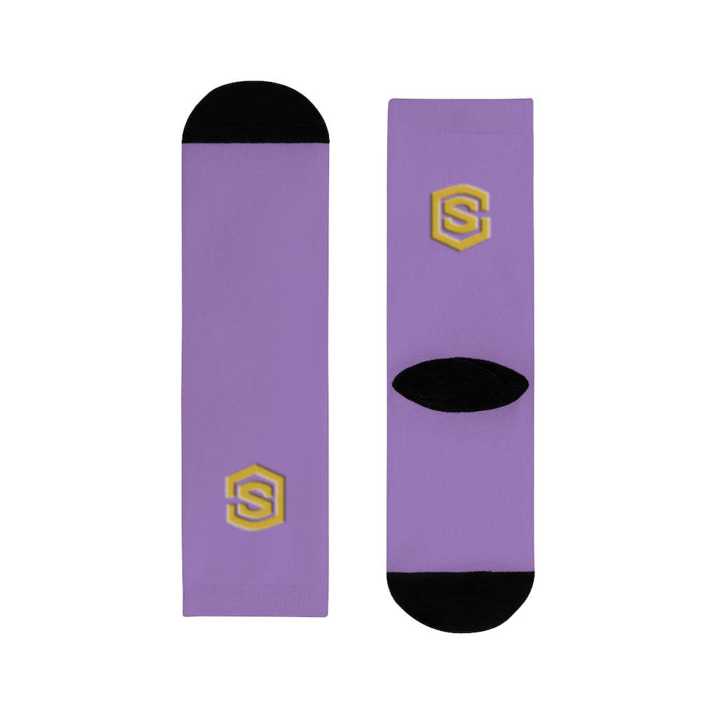 Purple Sublimation Crew Socks (EU) Gold Logo