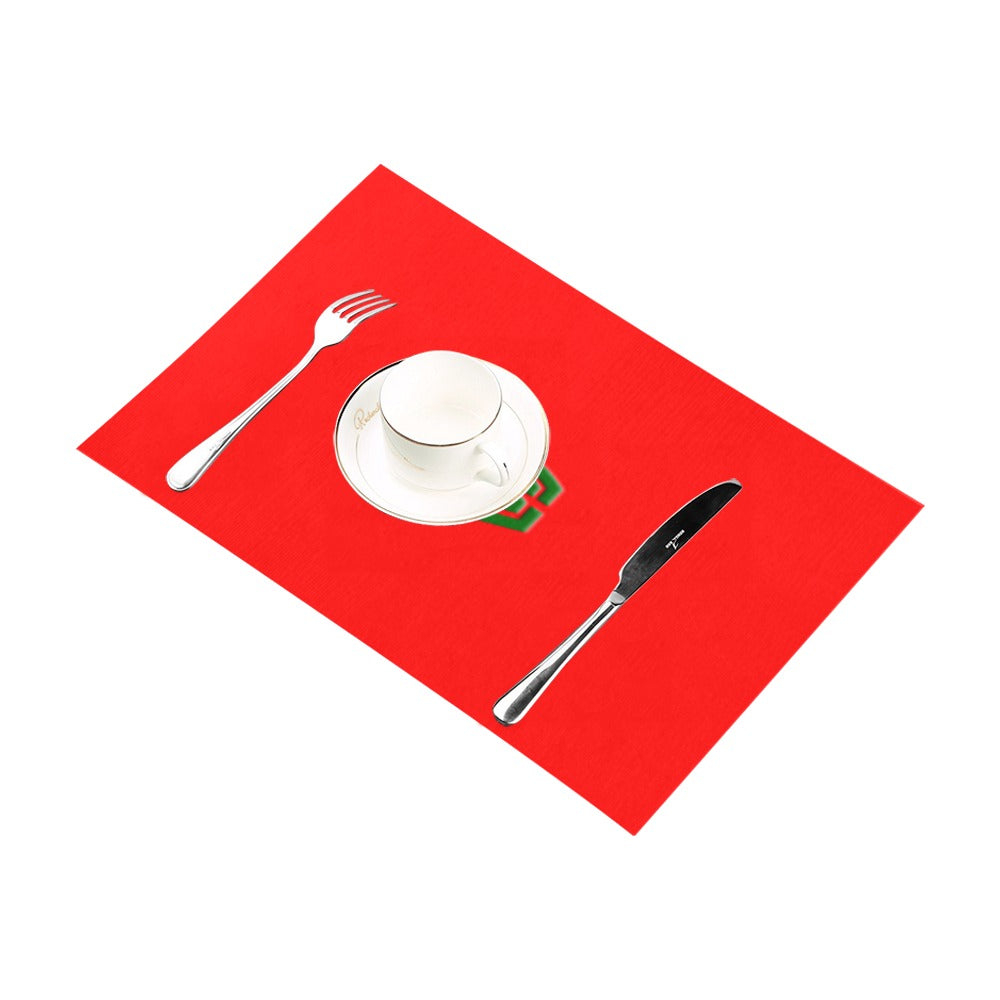 Red Placemats 12" x 18" With Green Logo Placemats 12" x 18" (Set of 2)