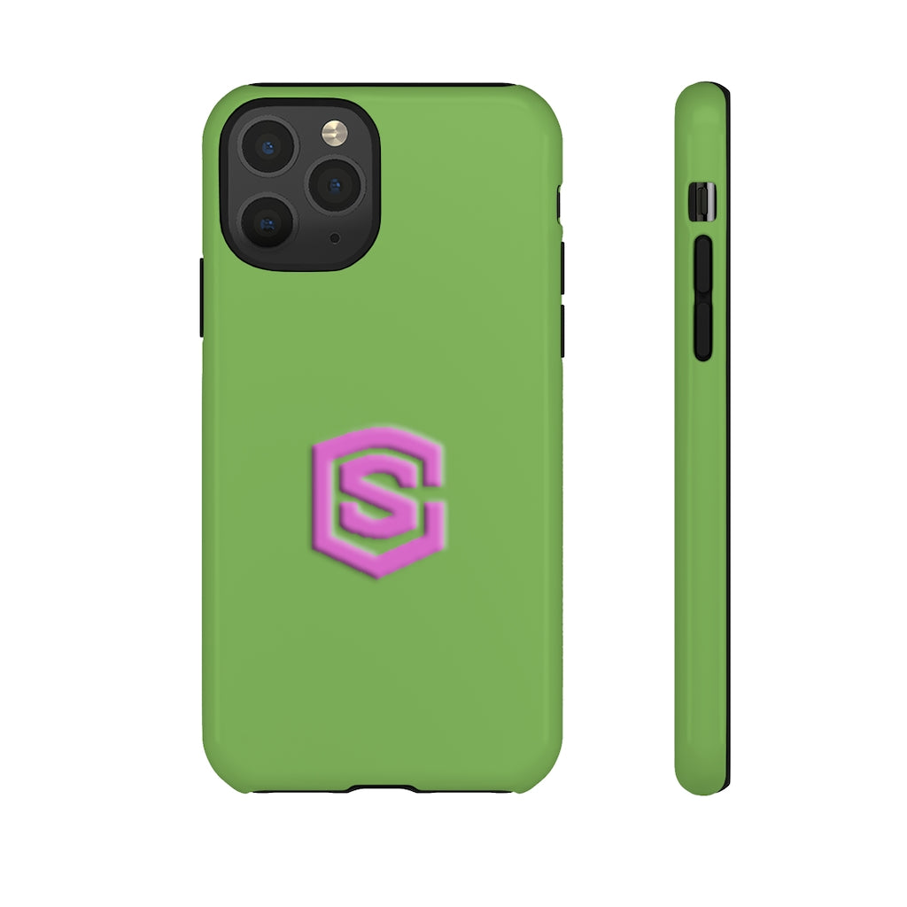 Green Tough Cases Pink Logo