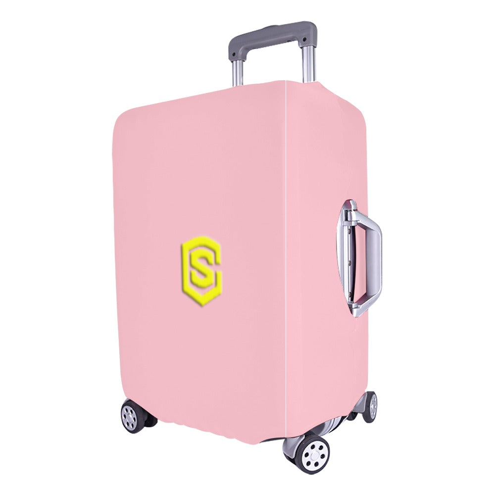 PINK LUGGAGE COVER WITH YELLOW LOGO Luggage Cover (Large Size) (26"-28")