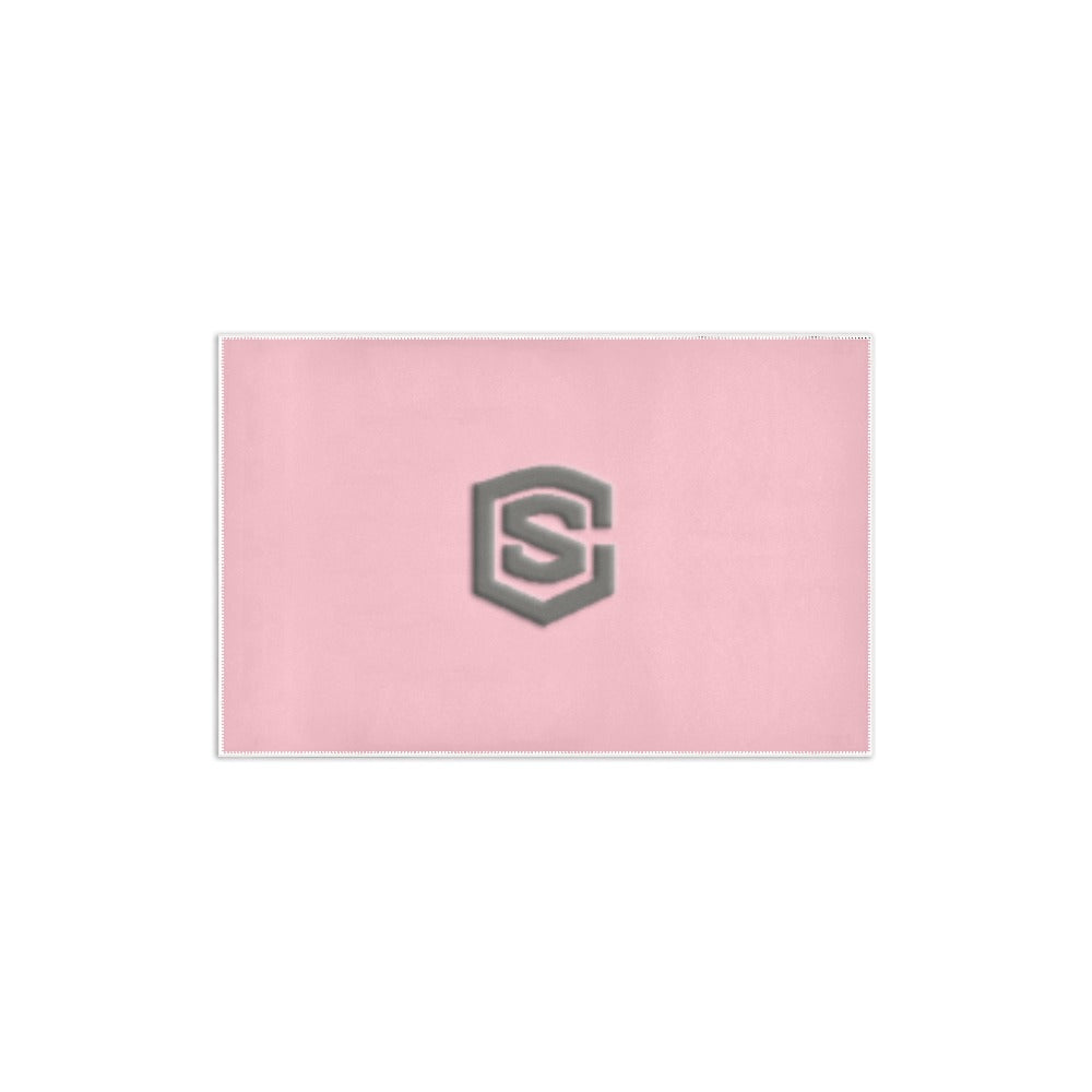 Pink Area Rug 2.6' x 1.7' with Gray Logo Area Rug 2.6' x 1.7'