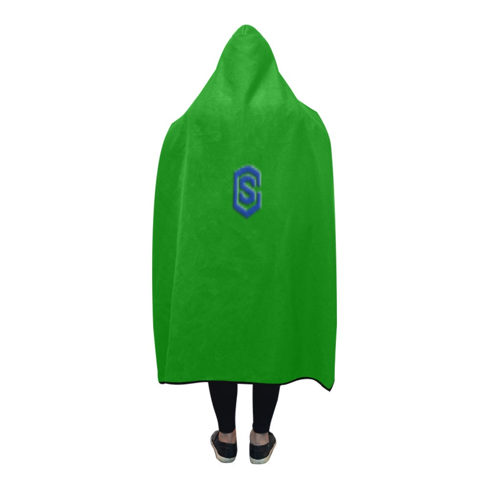 GREEN Hooded Blanket WHITH BLUE  LOGO Hooded Blanket 80"x56"
