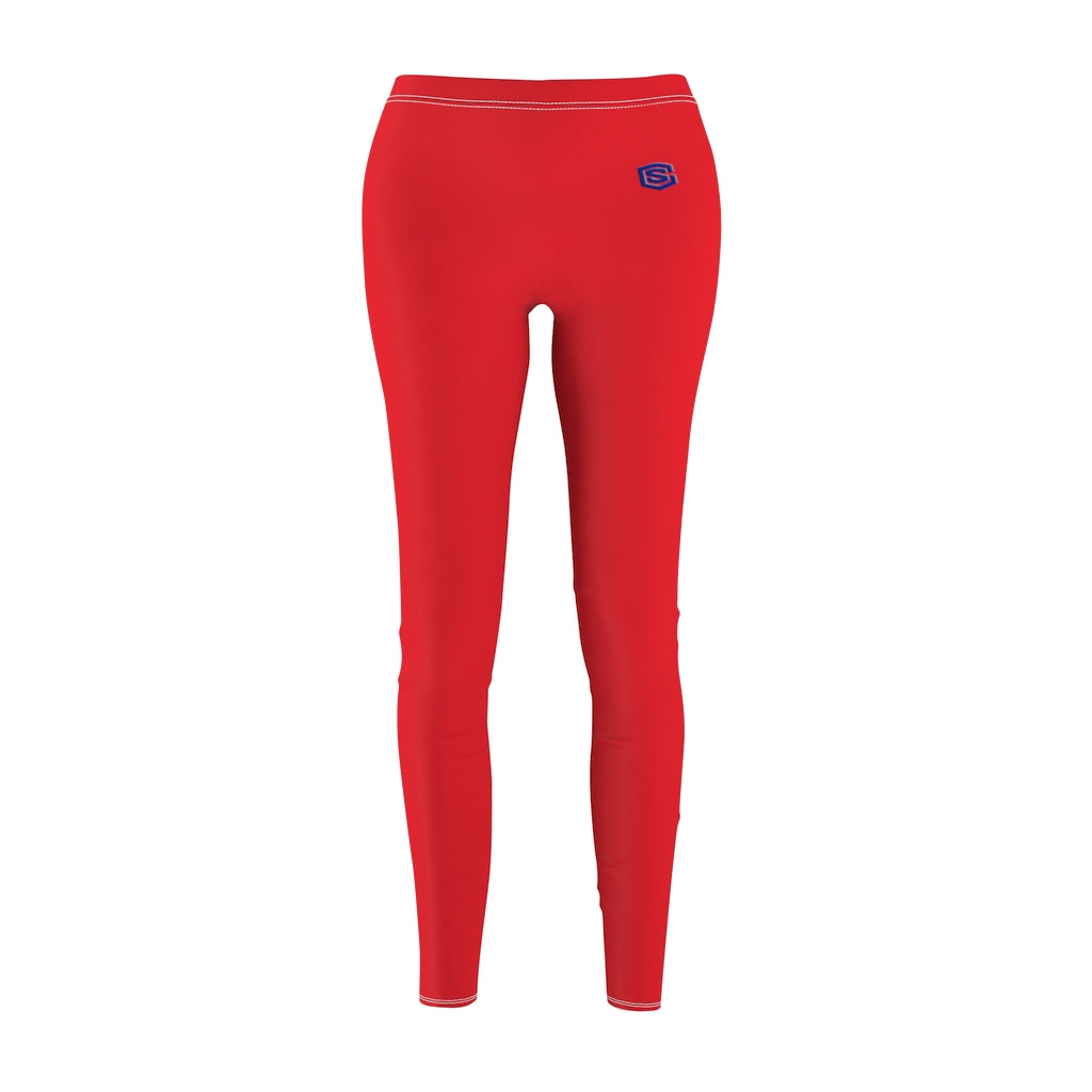 Red Women's Cut & Sew Casual Leggings Blue logo