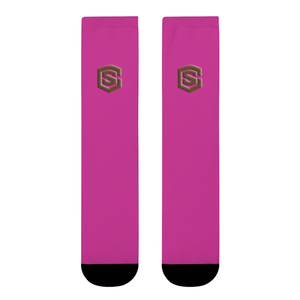 Purple Sublimation Crew Socks (EU) Brown Logo