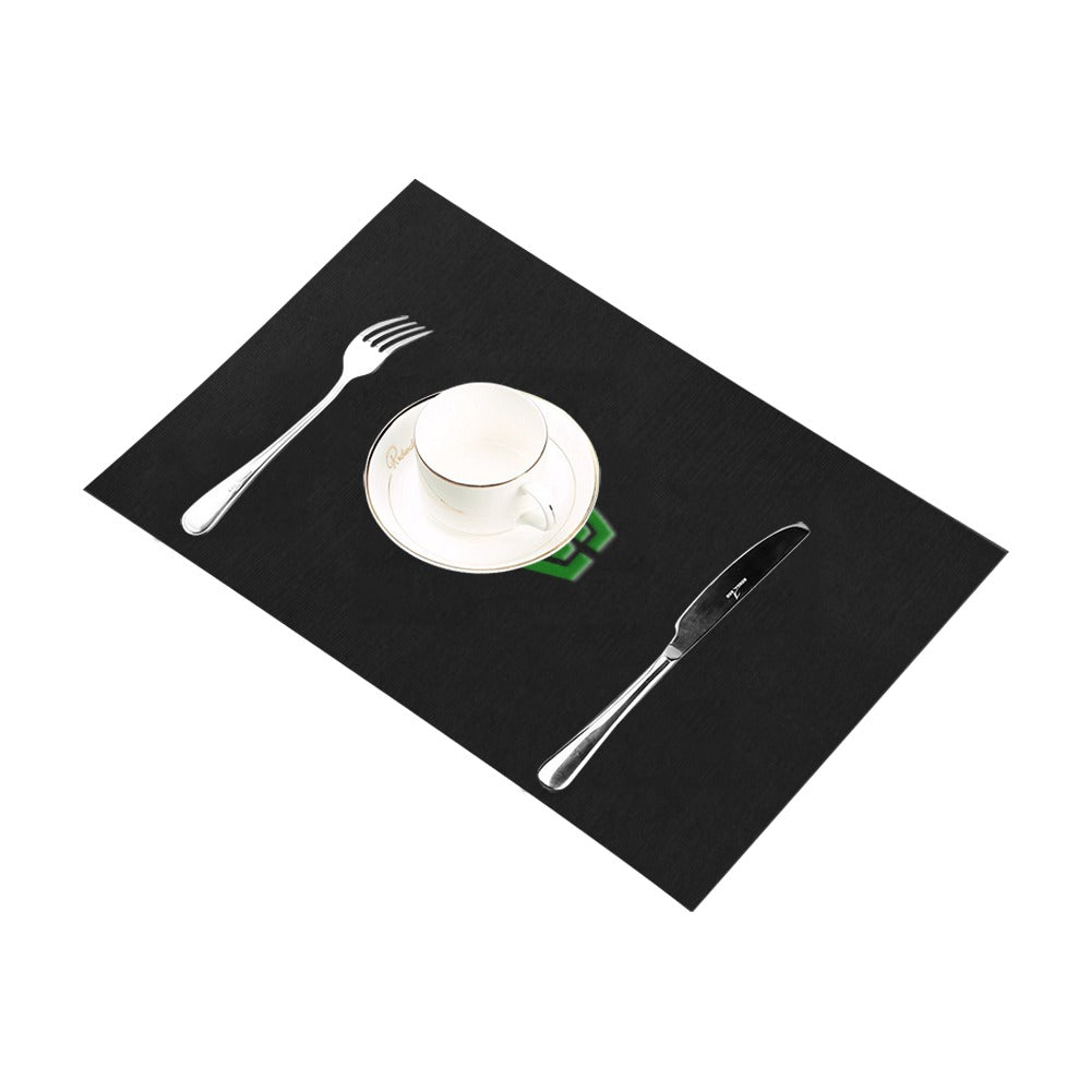 Black Placemats 12" x 18" With Green Logo Placemats 12" x 18" (Set of 2)
