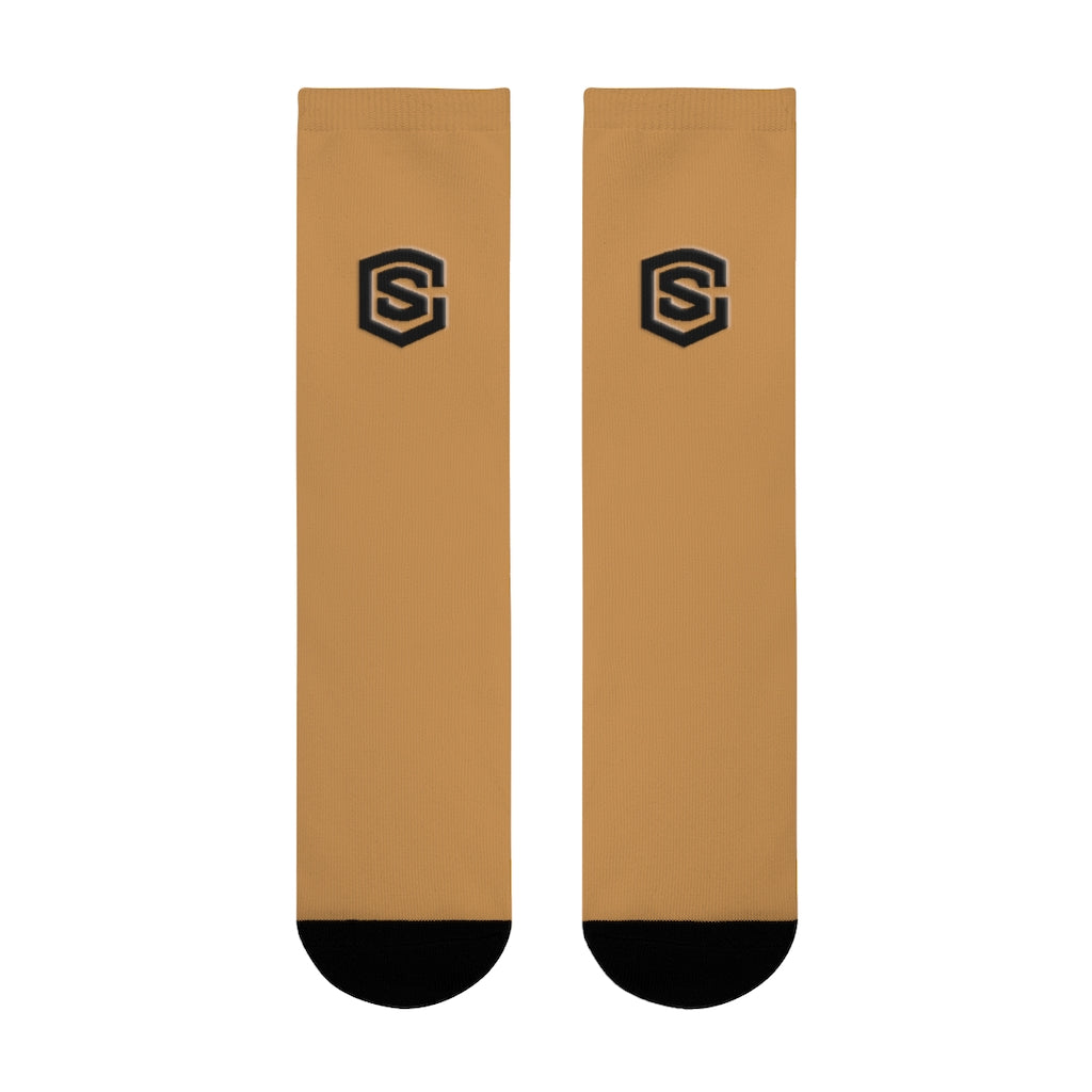 Brown Sublimation Crew Socks (EU) Blue Logo