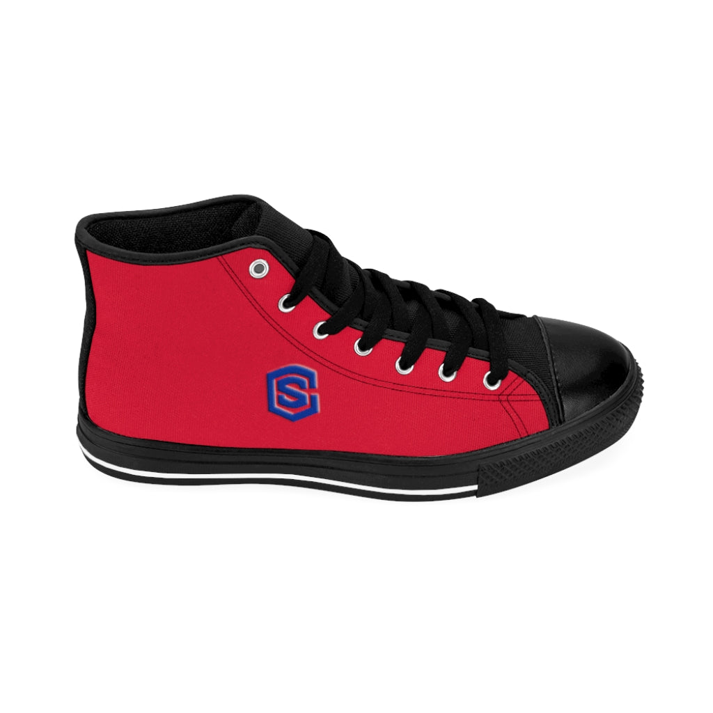 red Men's High-top Sneakers - blue logo