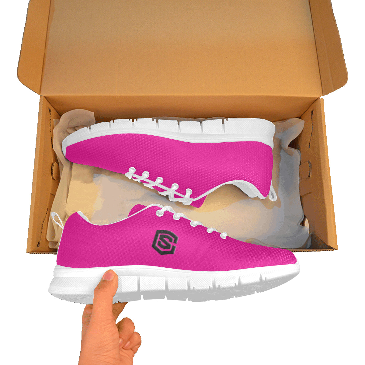 black logo Women's Breathable Running Shoes (Model 055)