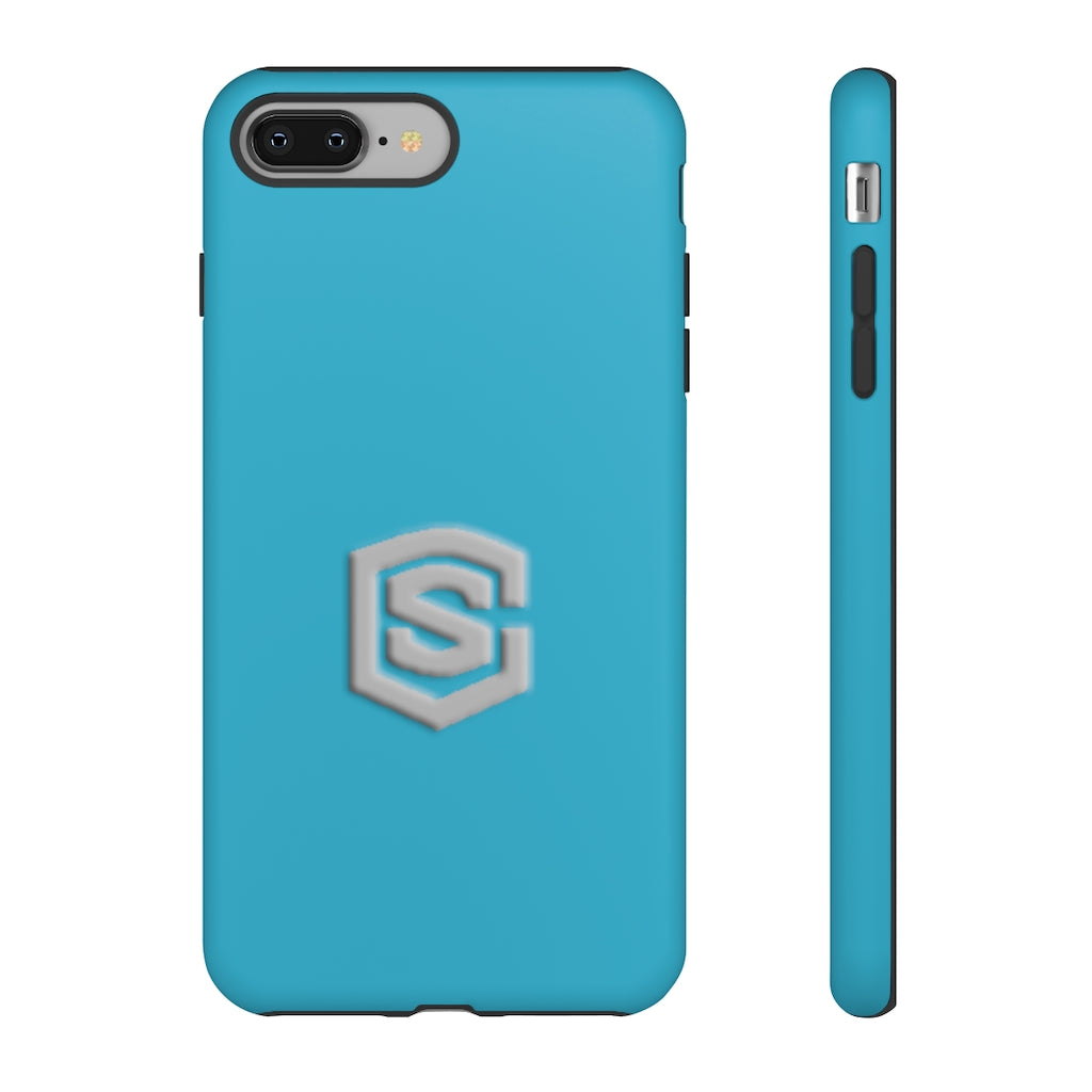 Blue Tough Cases Silver Logo
