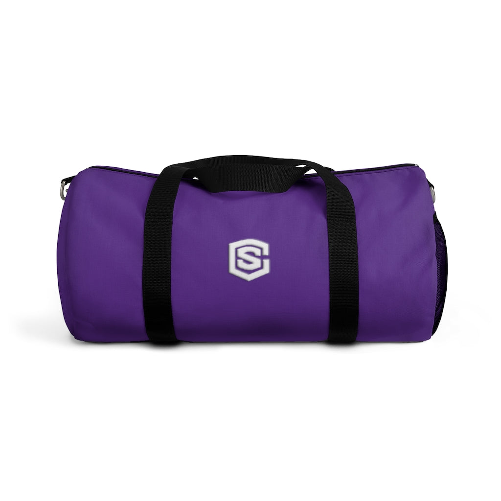Purple Duffel Bag White Logo