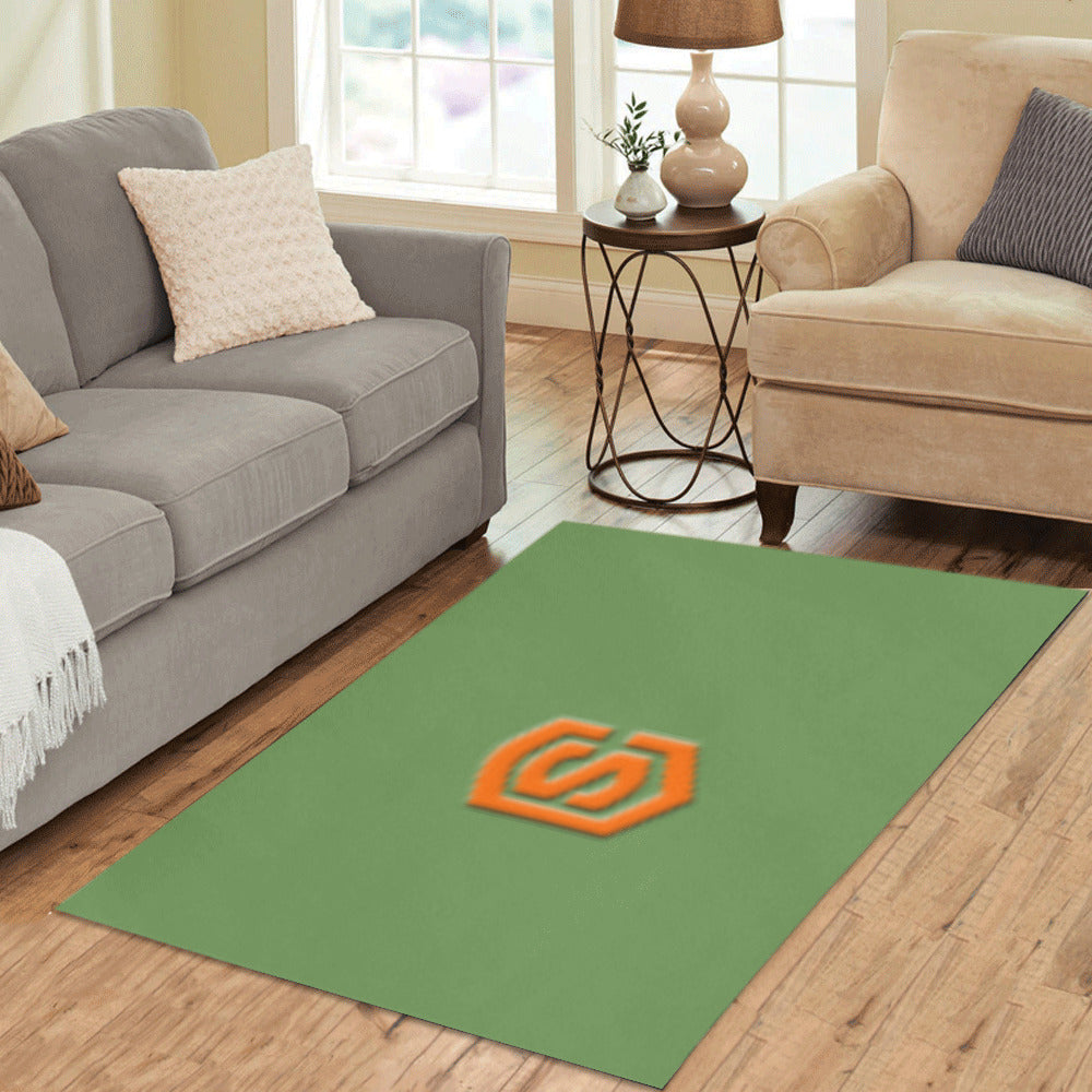 Green Area Rug Orange Logo Area Rug 5' x 3.2'