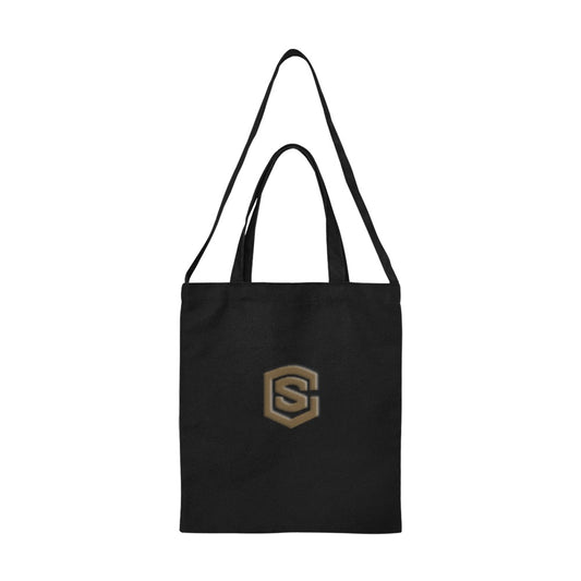 Black All Over Print Canvas Tote Bag With Brown Logo All Over Print Canvas Tote Bag(Model1698)(Medium)