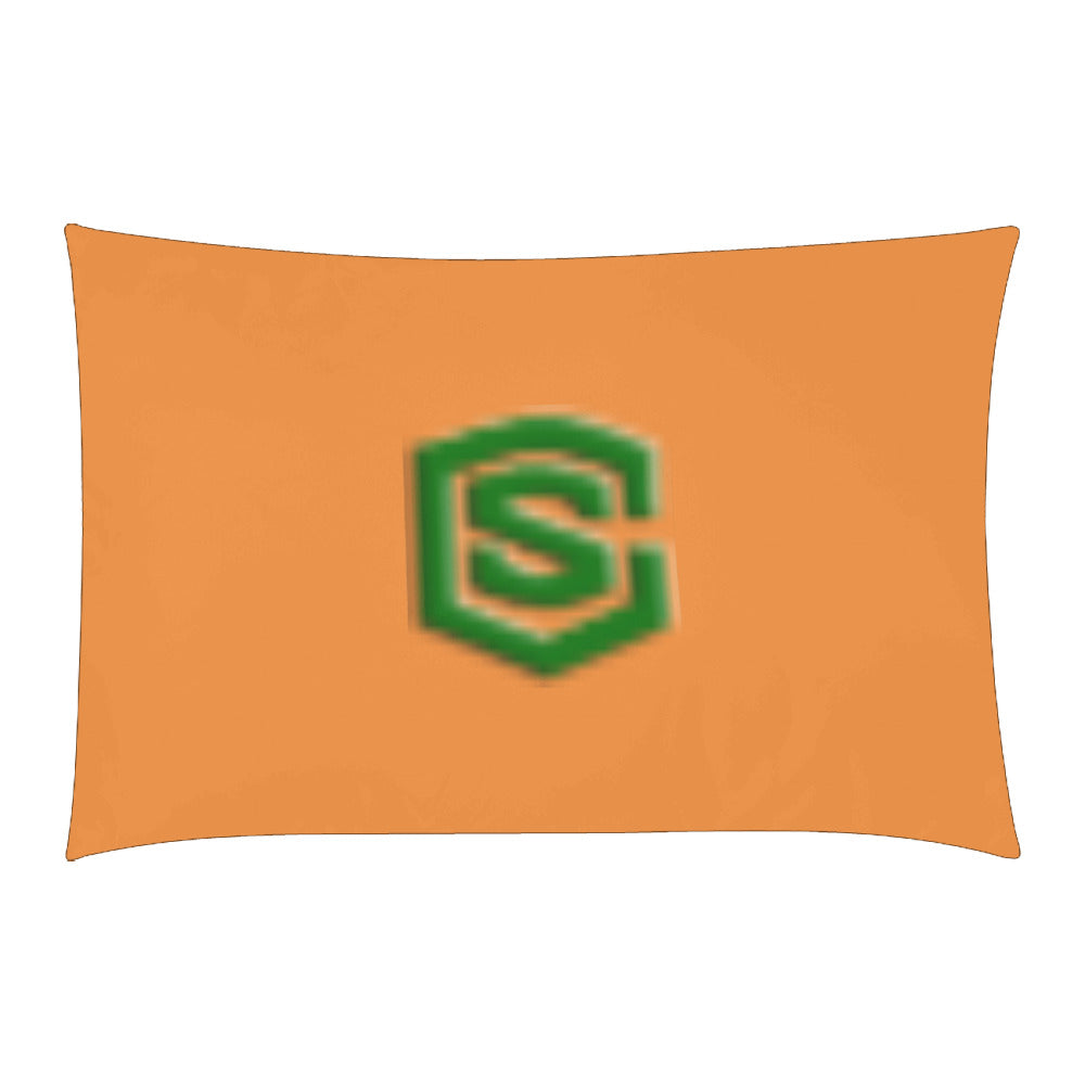 Orange Duvet Cover Green Logo 3-Piece Bedding Set (1 Duvet Cover 86"x70"; 2 Pillowcases 20"x30")(One Side)