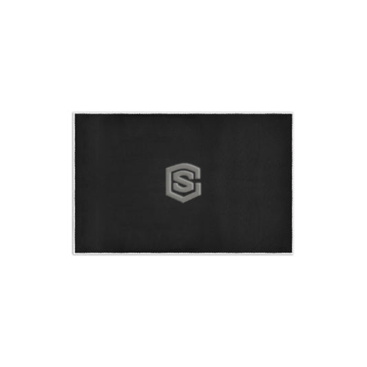 BLACK SMALL AREA RUG WITH GRAY LOGO Area Rug 2.6' x 1.7'