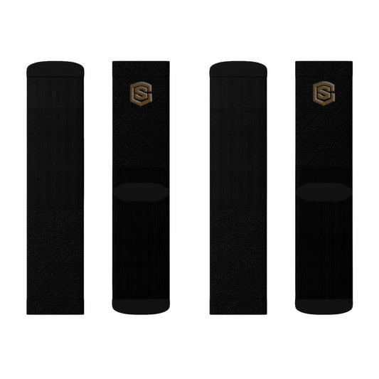 Black Sublimation Socks Brown Logo