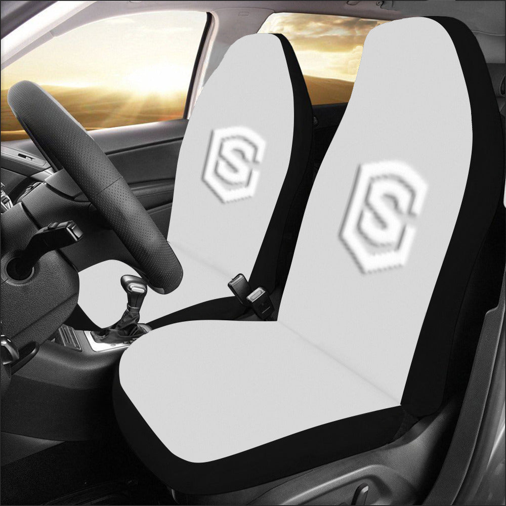Grey Car Seat Covers White Logo Car Seat Covers (Set of 2)