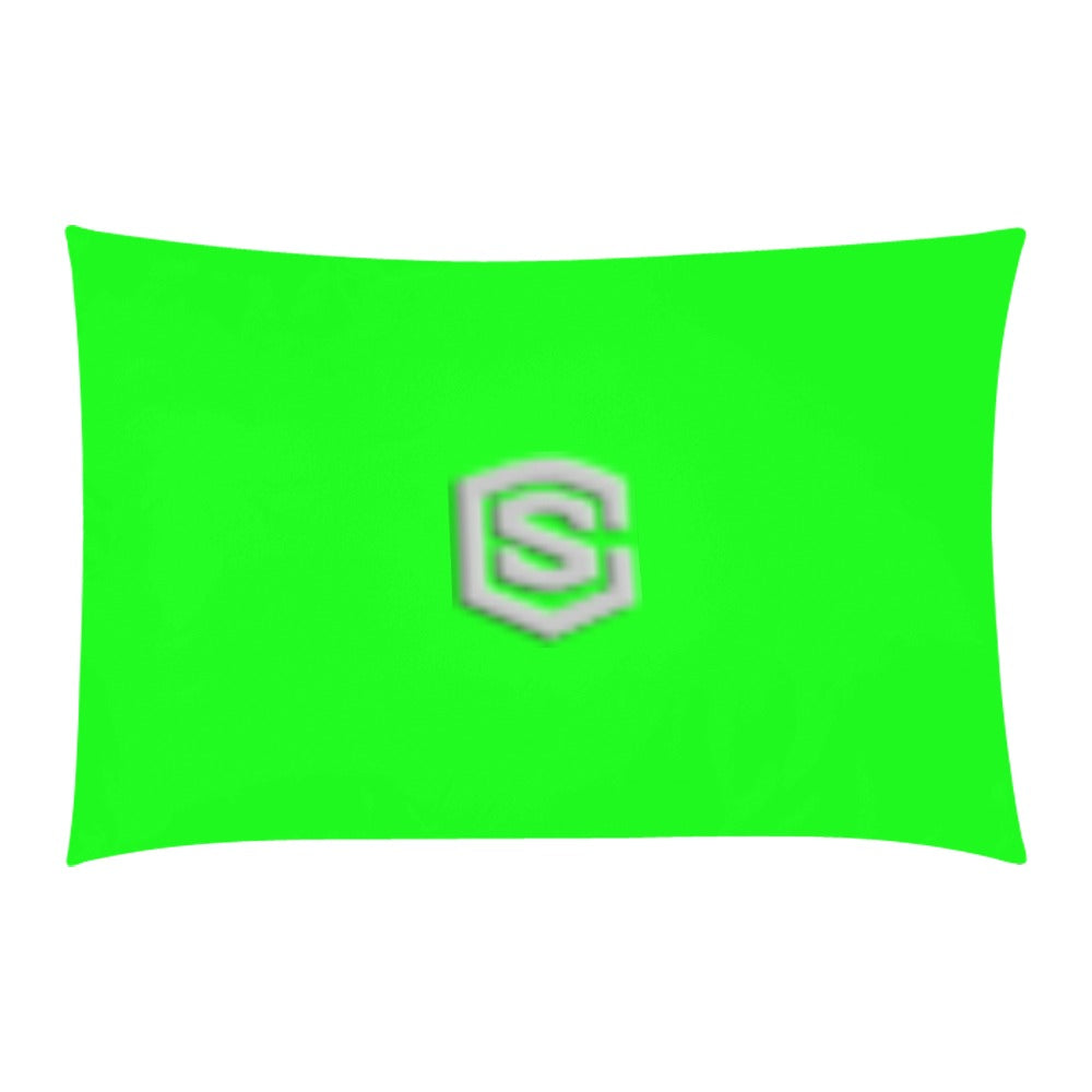 Green 3-Piece Bedding Set (1 Duvet Cover 86"x70"; 2 Pillowcases 20"x30")(One Side) wtih Silver Logo 3-Piece Bedding Set (1 Duvet Cover 86"x70"; 2 Pillowcases 20"x30")(One Side)