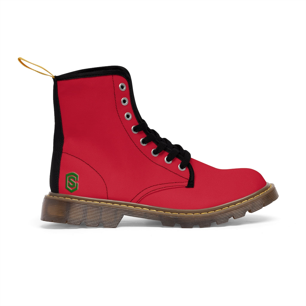 Red Men's Canvas Boots Green Logo