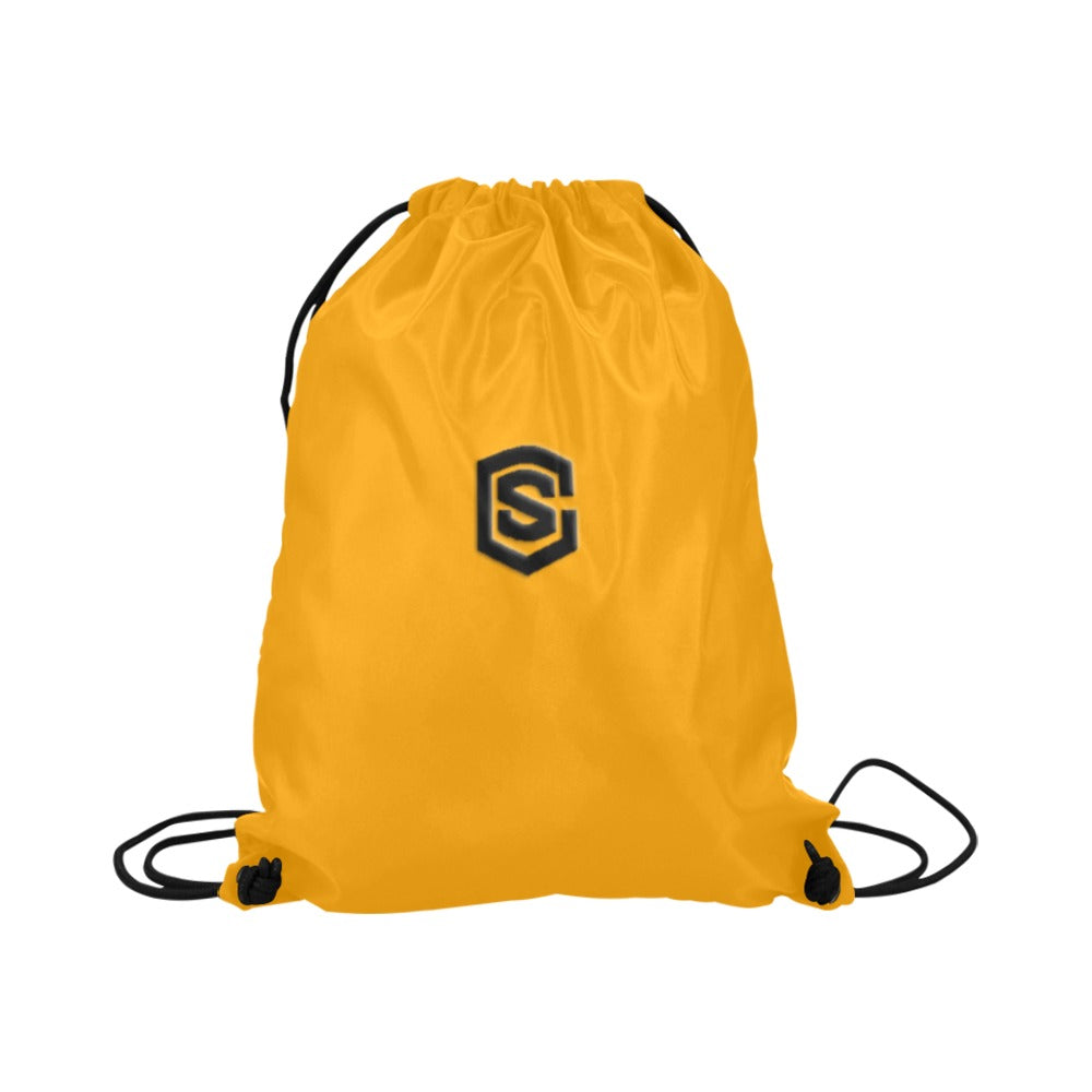 Orange Drawstring Bags Large With Black Logo Drawstring Bags (Model 1604) (Large)