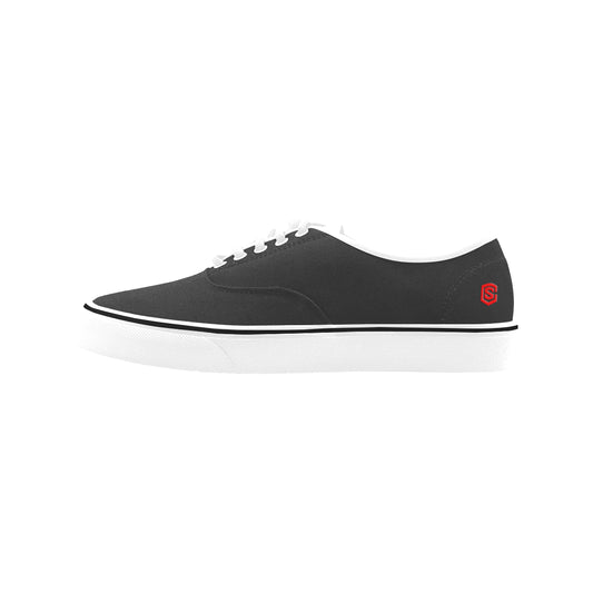 red logo Classic Women's Canvas Low Top Shoes (Model E001-4)
