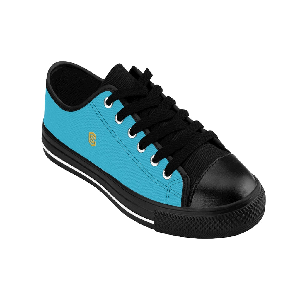 Blue Men's Sneakers golden logo