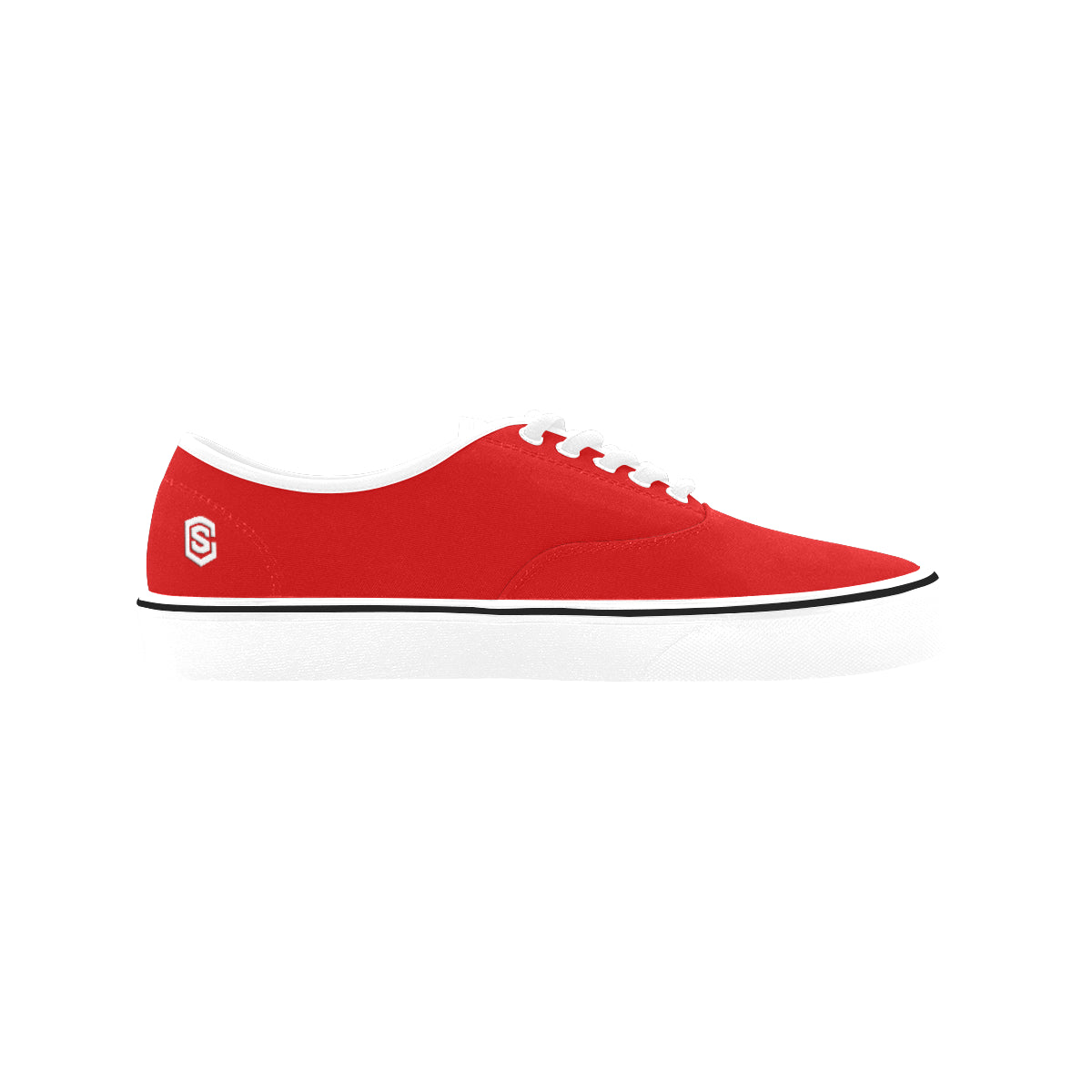 white logo Classic Women's Canvas Low Top Shoes (Model E001-4)