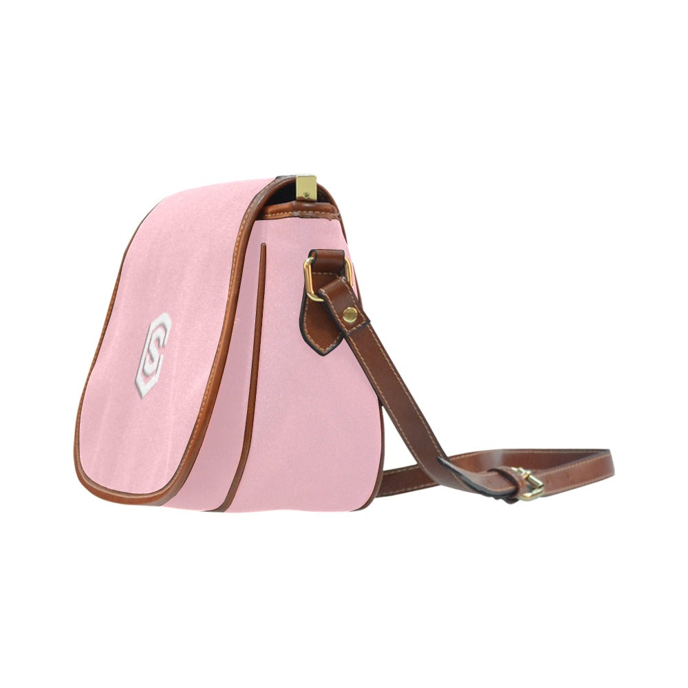 PINK Saddle Bag WITH WHITE LOGO Saddle Bag (Model 1649) (Small)