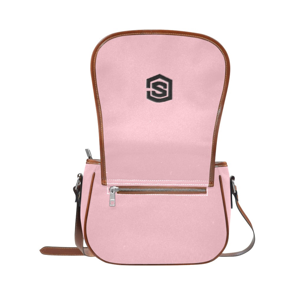 PINK Saddle Bag WITH BLACK LOGO Saddle Bag (Model 1649) (Small)