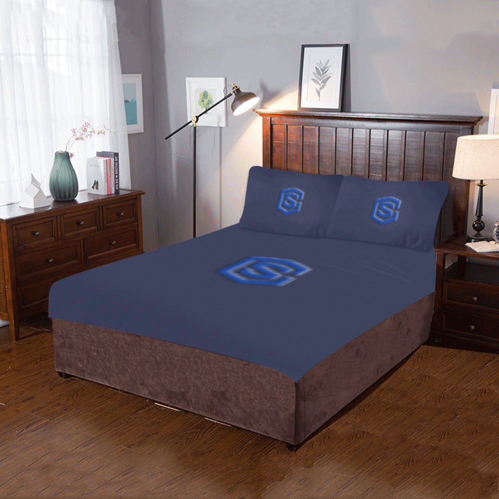 Blue Duvet Cover Blue Logo 3-Piece Bedding Set (1 Duvet Cover 86"x70"; 2 Pillowcases 20"x30")(One Side)