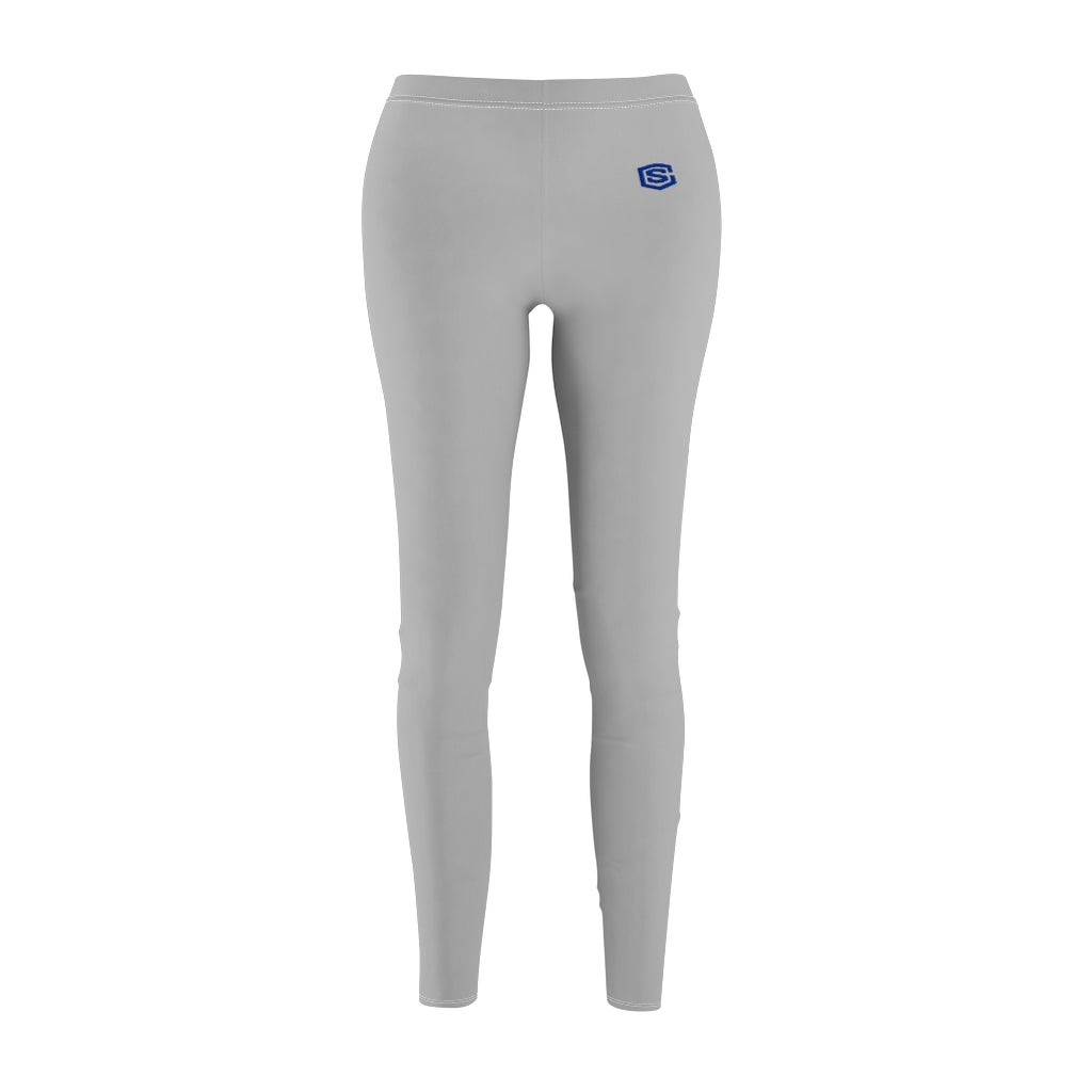 Grey Women's Cut & Sew Casual Leggings Blue logo