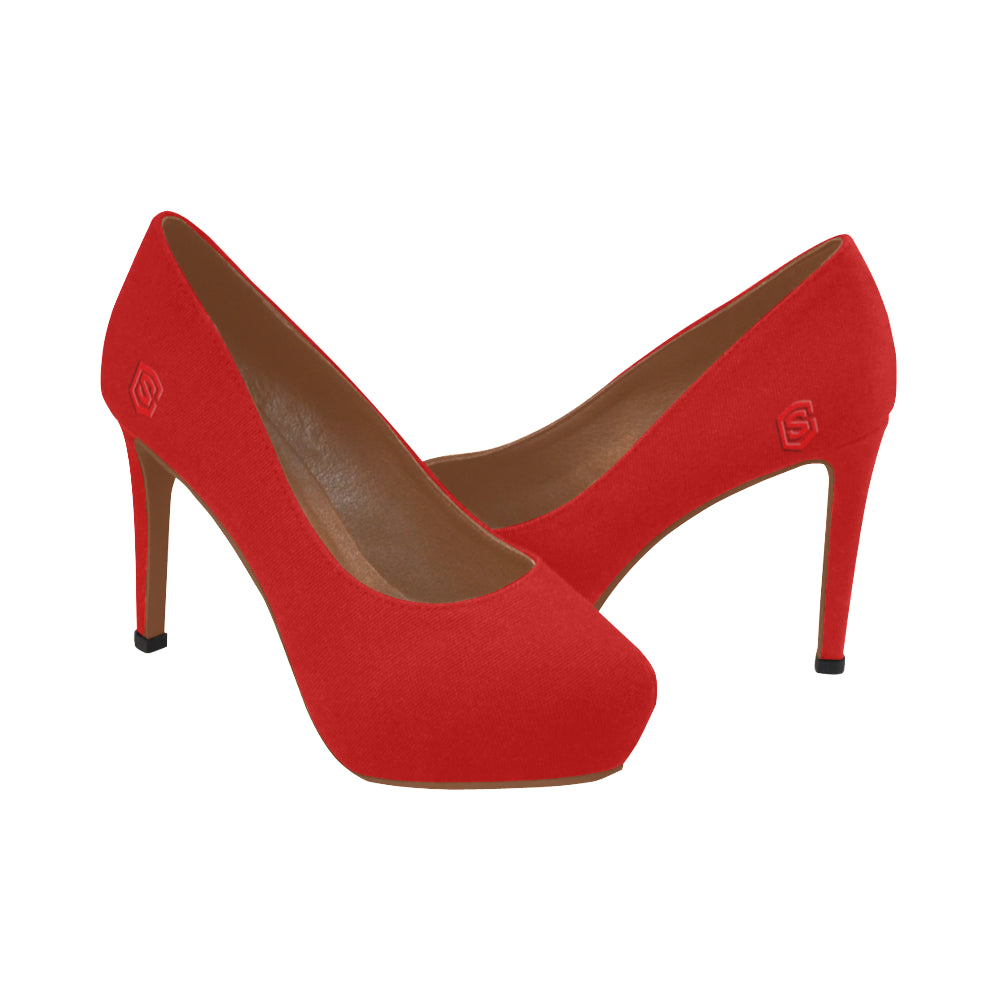 RED Women's High Heels red logo Women's High Heels (Model 044)