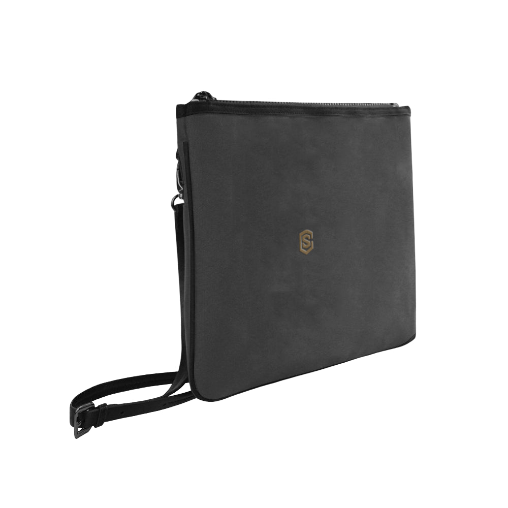 BLACK SLIM CLUTCH BAG brown logo Slim Clutch Bag (Model 1668)