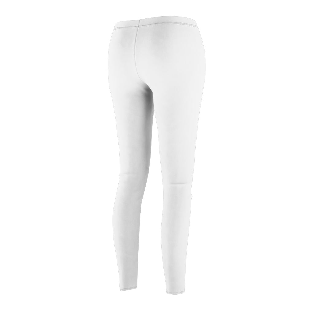 White Women's Cut & Sew Casual Leggings Black logo