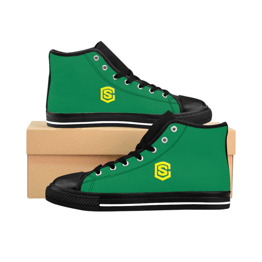 green Men's High-top Sneakers - yellow logo