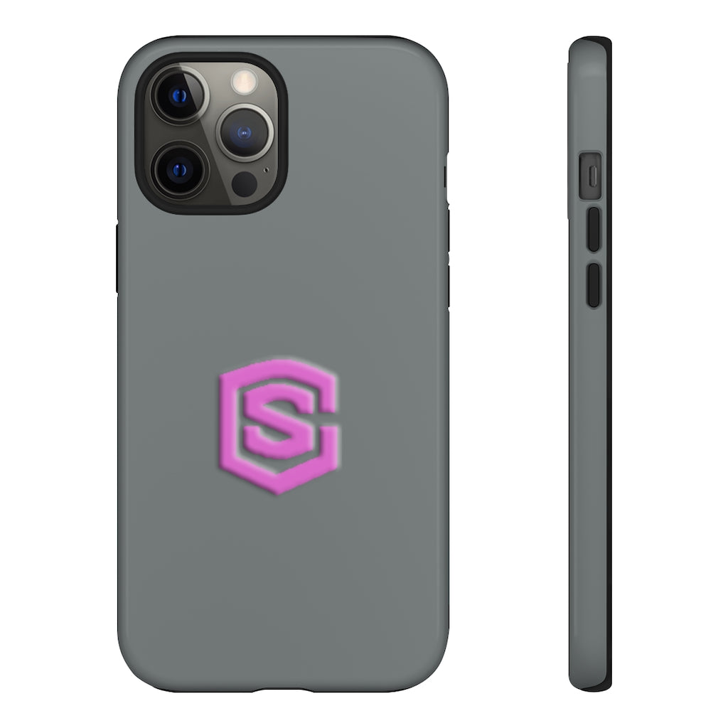 Grey Tough Cases Pink Logo