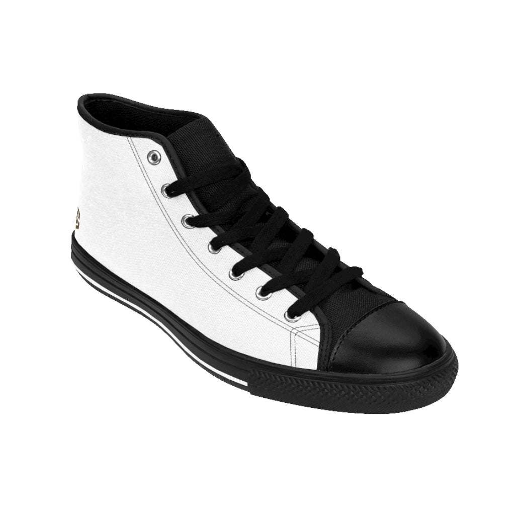 white Women's High-top Sneakers brown logo