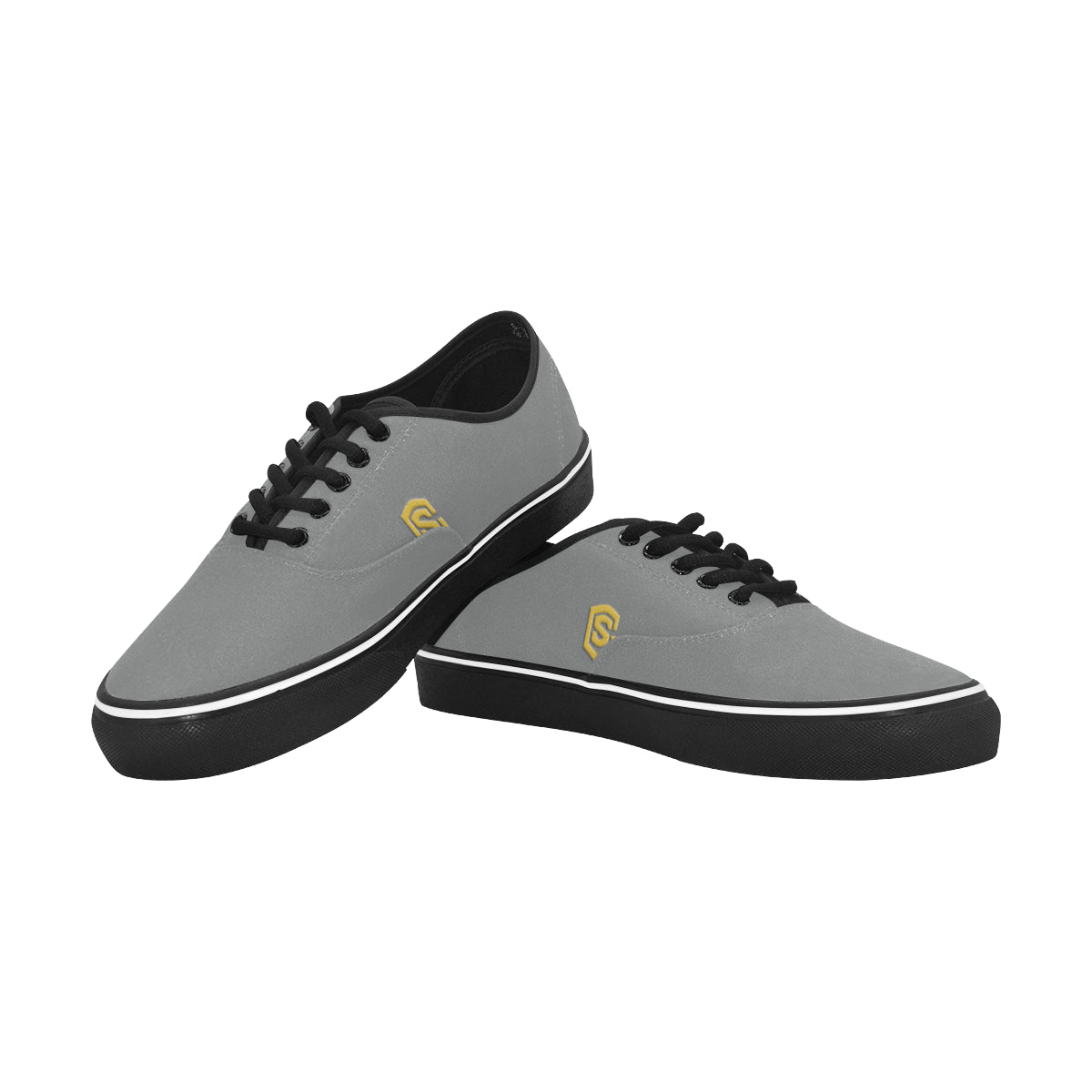 gold logo Classic Men's Canvas Low Top Shoes/Large (Model E001-4)