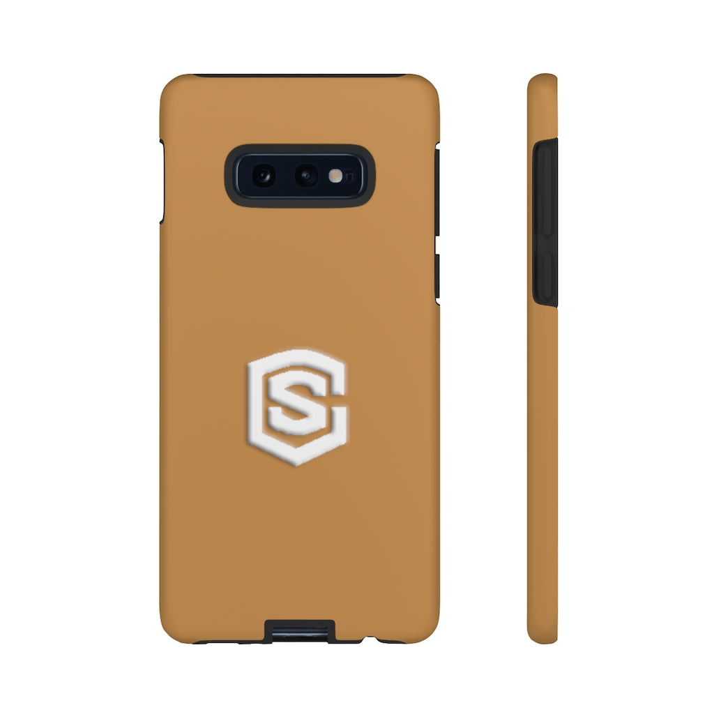 Brown Tough Cases White Logo