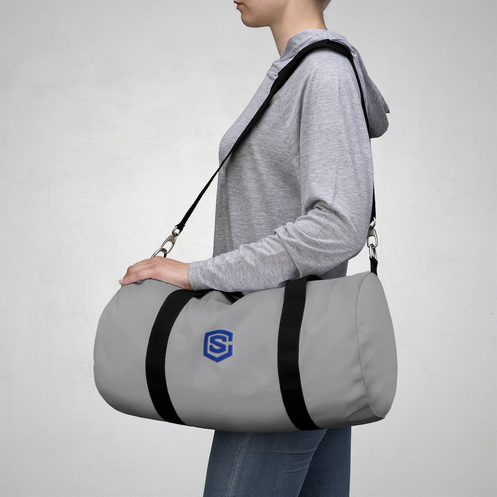 Grey Duffel Bag Blue Logo