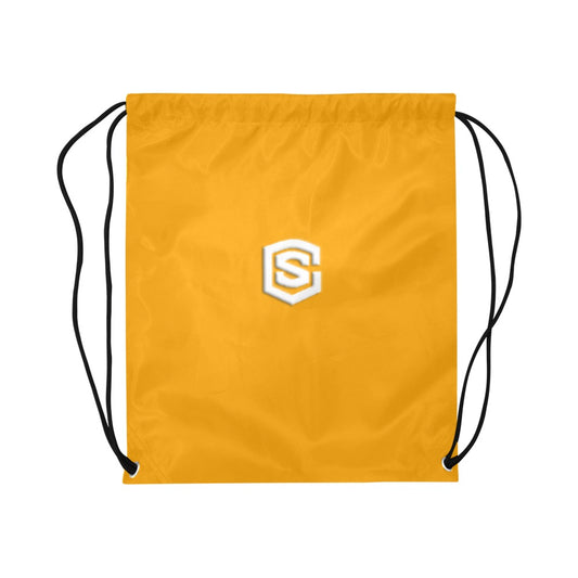 Orange Drawstring Bags Large With White Logo Drawstring Bags (Model 1604) (Large)