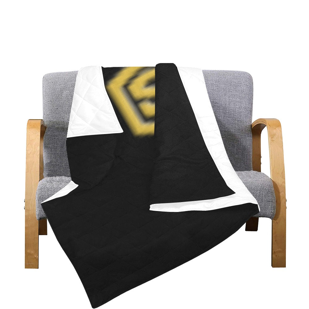 Black Quilt with Gold Logo Custom Quilt  70" x 80"