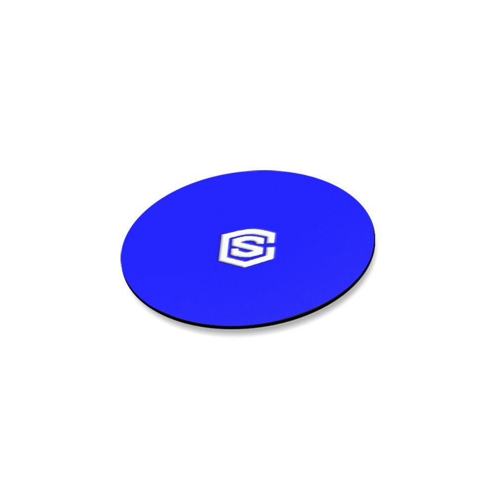 Blue Round Coaster with White Logo Round Coaster