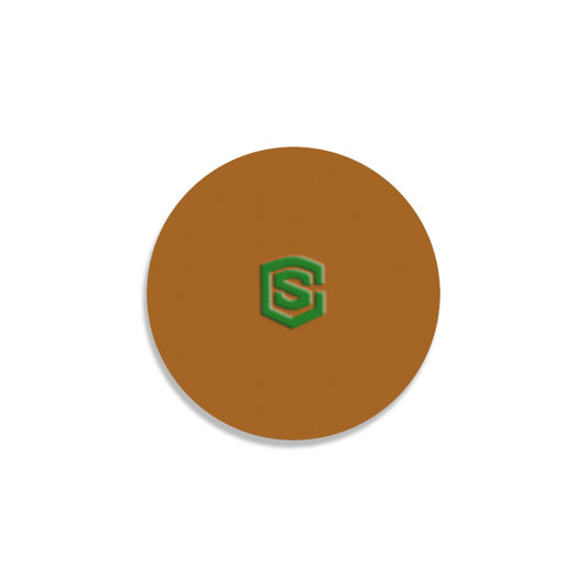 Brown Round Coaster with Green Logo Round Coaster