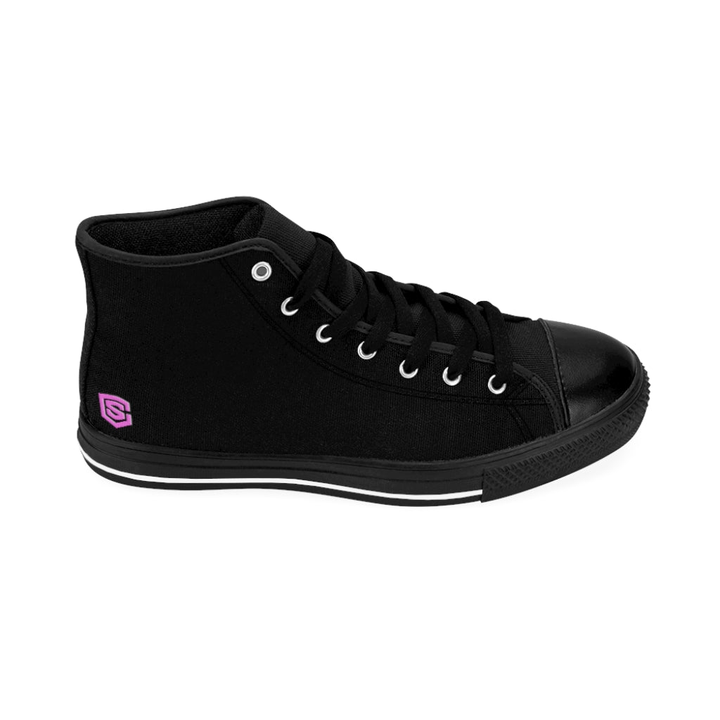 Black Women's High-top Sneakers Pink logo