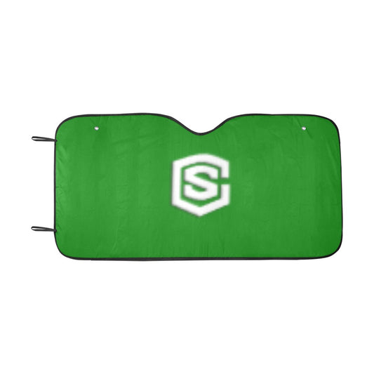 GREEN AUTO SUN SHADE WITH WHITE LOGO Auto Sun Shade 55" x 29.53"